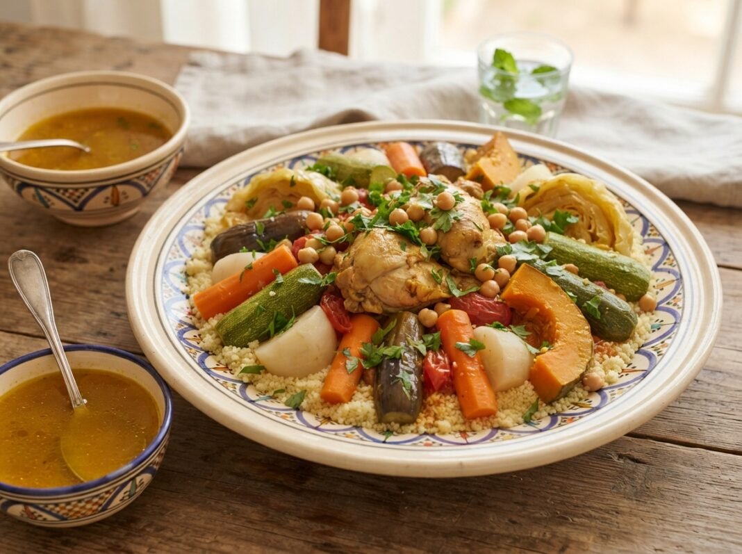 Couscous marocain aux sept légumes et au poulet Couscous marocain aux sept légumes et au poulet